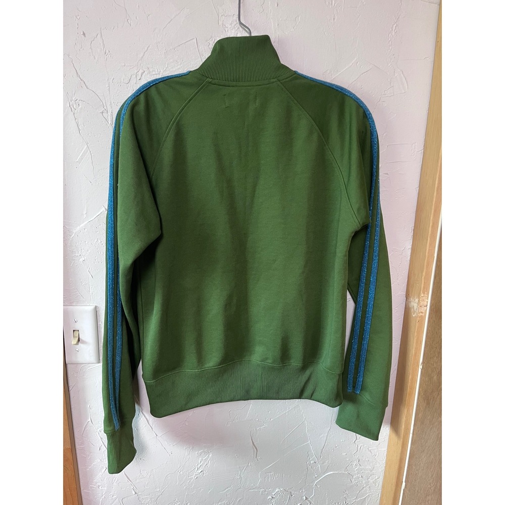 Fred Perry Womens Green Glitter Stripe Track Jacket J6729 Size US 10 UK 14 - Picture 5 of 6